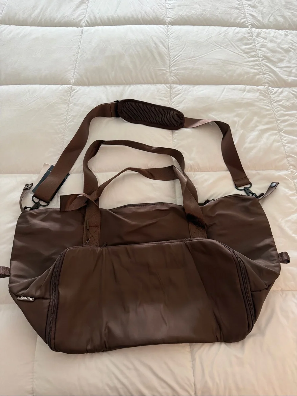 The Foldie travel bag in brown